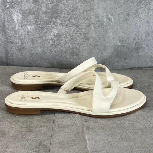 Sarto By Franco Sarto Women's White Leather Gwenyth Slide Flat Sandals SZ 10 - Picture 1 of 9